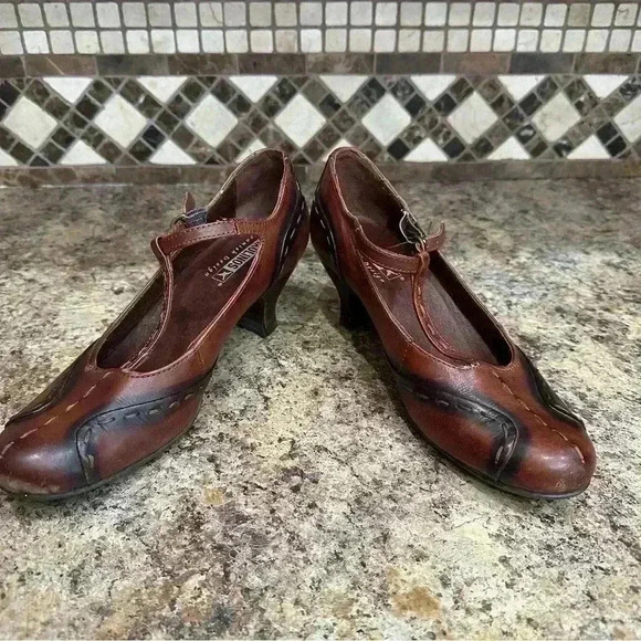 Pikolinos Women’s Size 37 Cuba T-Strap Mary Jane Pumps Heels Brown Leather - Picture 5 of 9